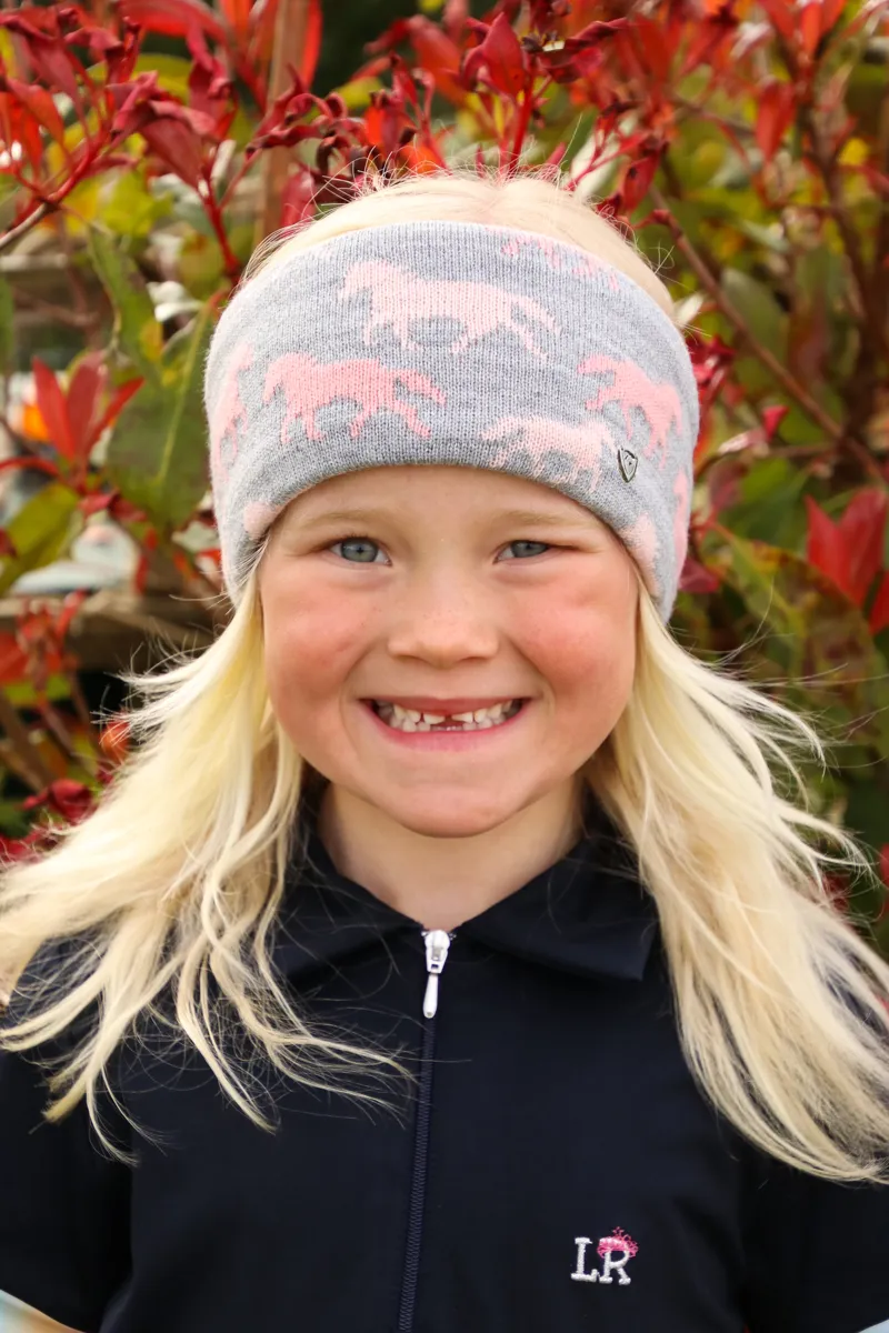 Hy Equestrian Flaine Children's Headband - Grey/Pink-1
